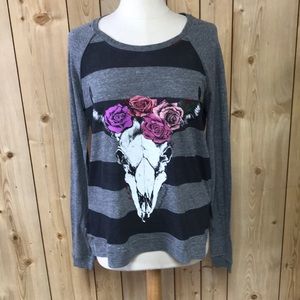 NWT Bohemian Cowgirl western rose skull t-shirt
